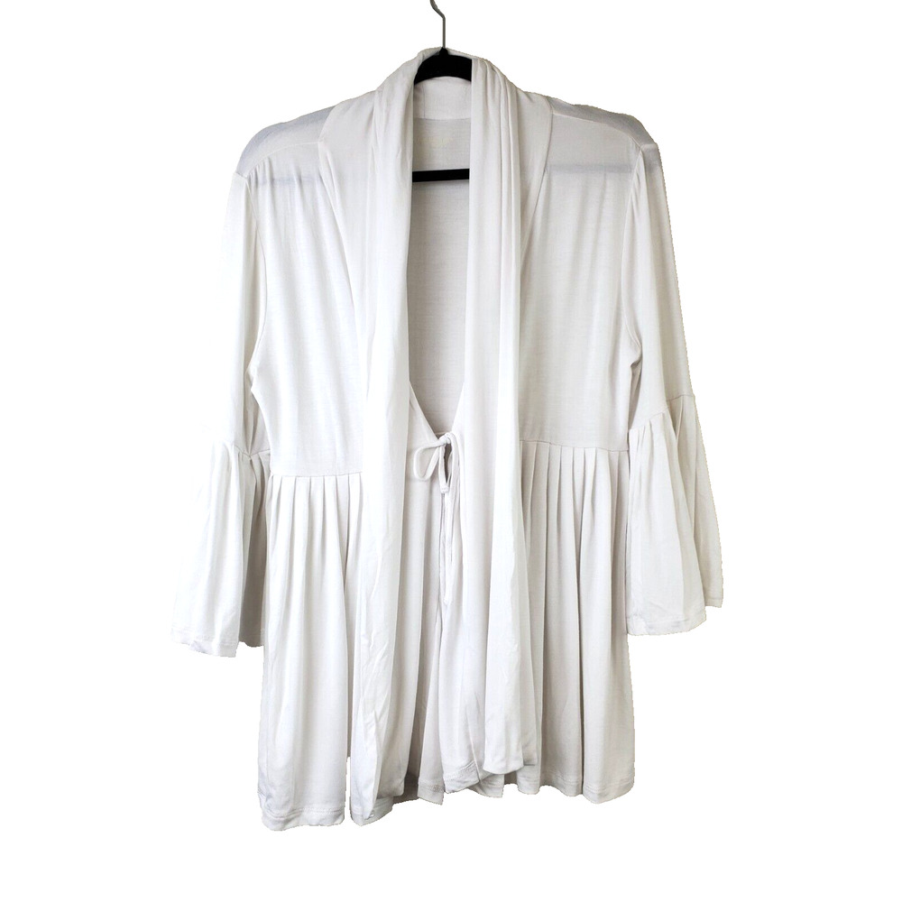 Soft Surroundings Womens Petite‎ Small Oversized Top White Pleated Tie Front